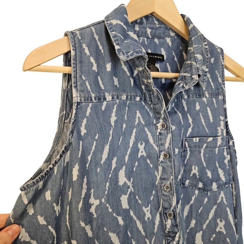 Grace Elements Blue Tencel Denim Shirt Dress Size Medium High-Low Hem Boho‎ Midi - Picture 4 of 10